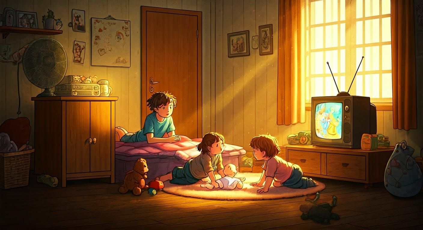 Warm Family Moment in Cozy Living Room