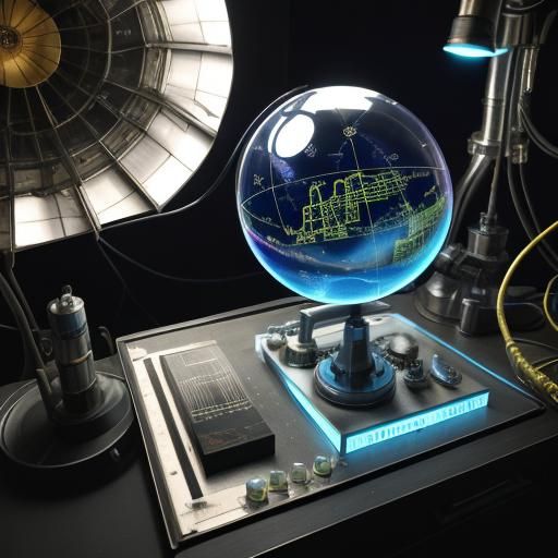 Glowing Cesium Orb in Laboratory: Surreal Illustration