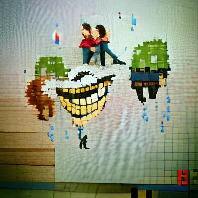 Pixel Art: Shared Laughter and Happiness
