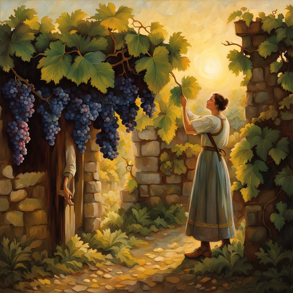 Whimsical Grape Harvest in a Sunny French Countryside