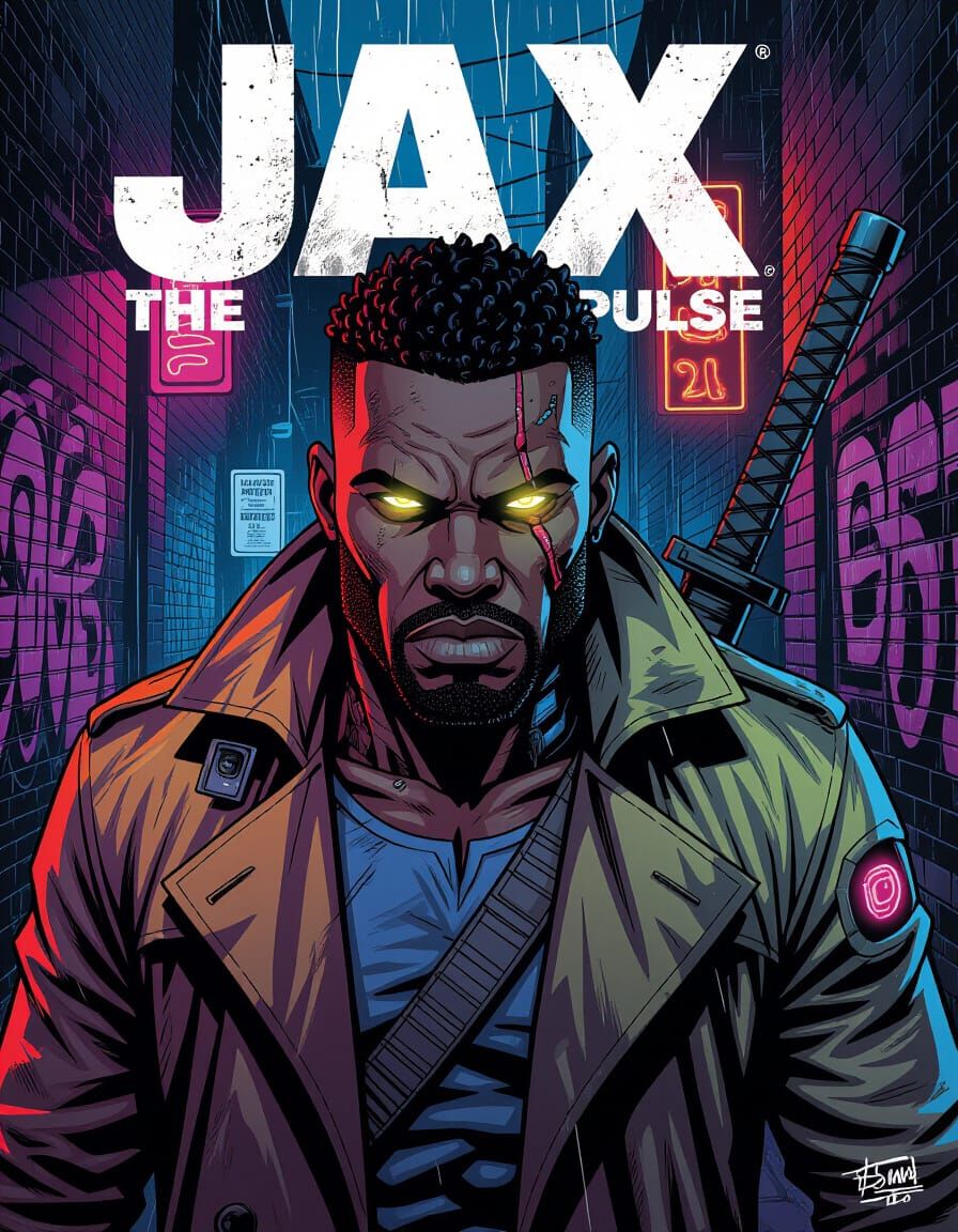Gritty Cyberpunk Hero Jax The Pulse Comic Cover Art