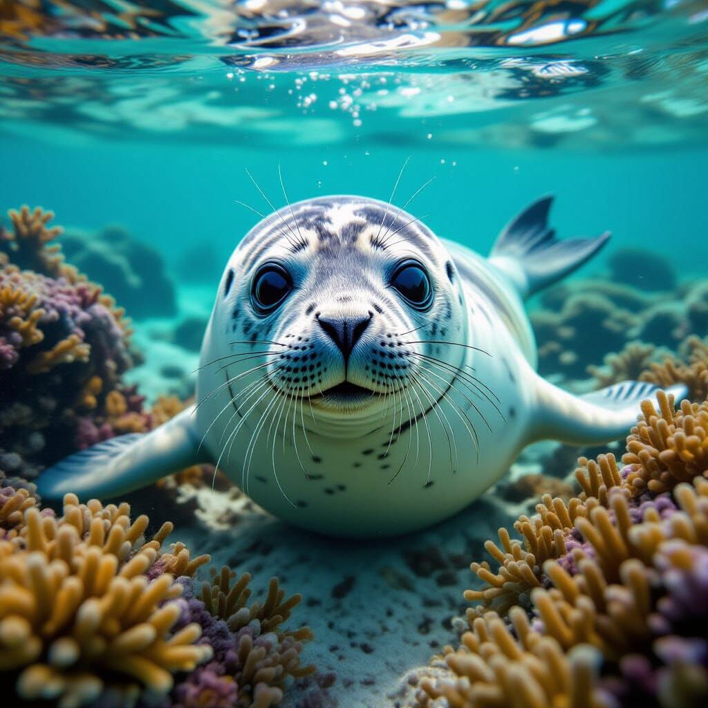 Underwater Seal Portrait in Photorealistic Style
