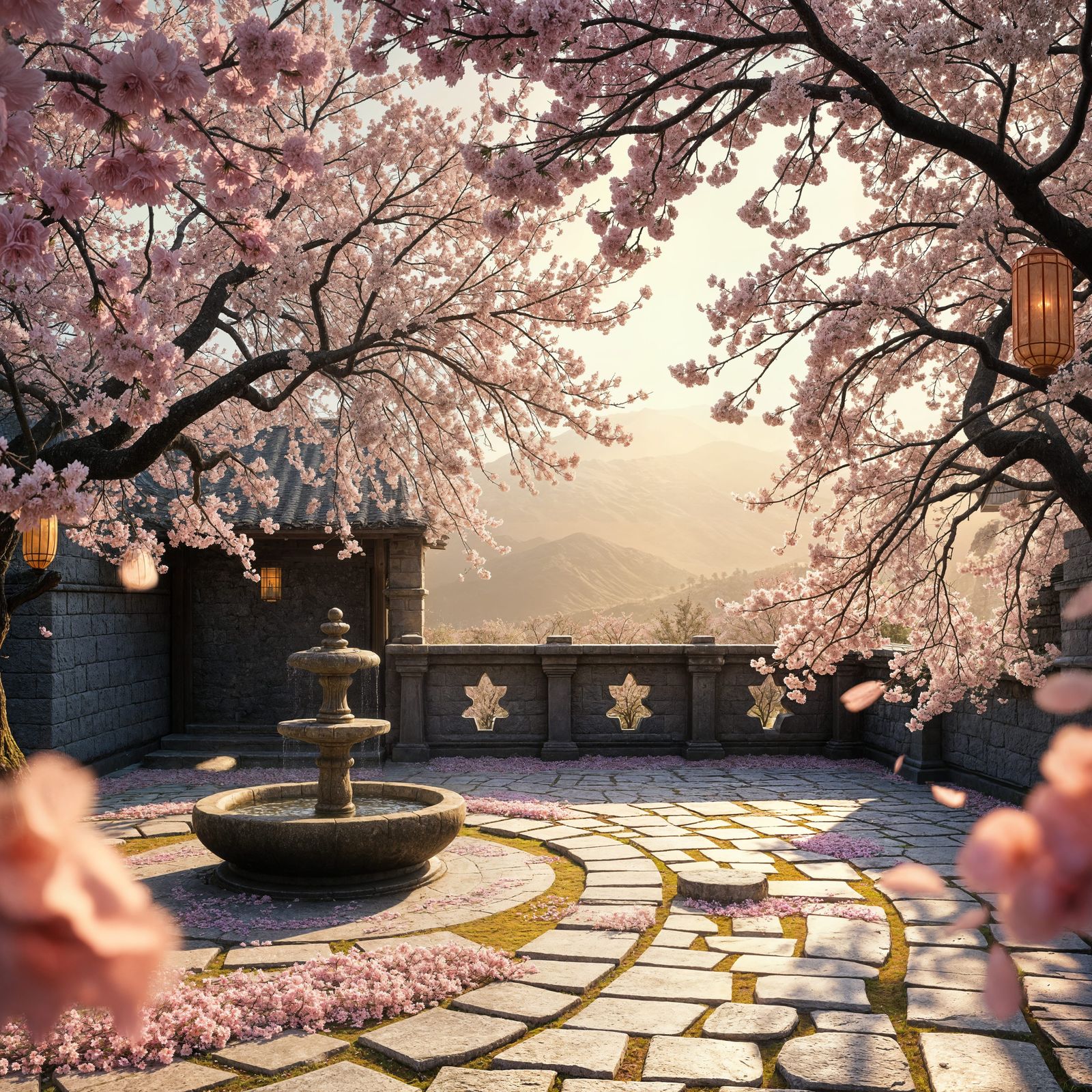 Blossom Courtyard: A Fantastical Stone Garden