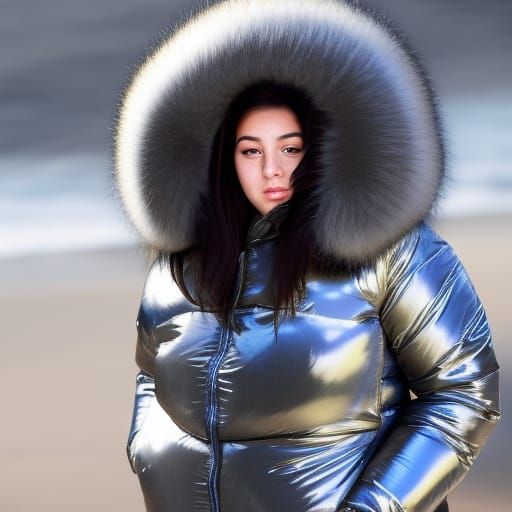 Curvy Woman in Puffer Jacket Portrait