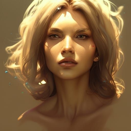 Detailed Portrait of Woman in Bikini, Digital Art