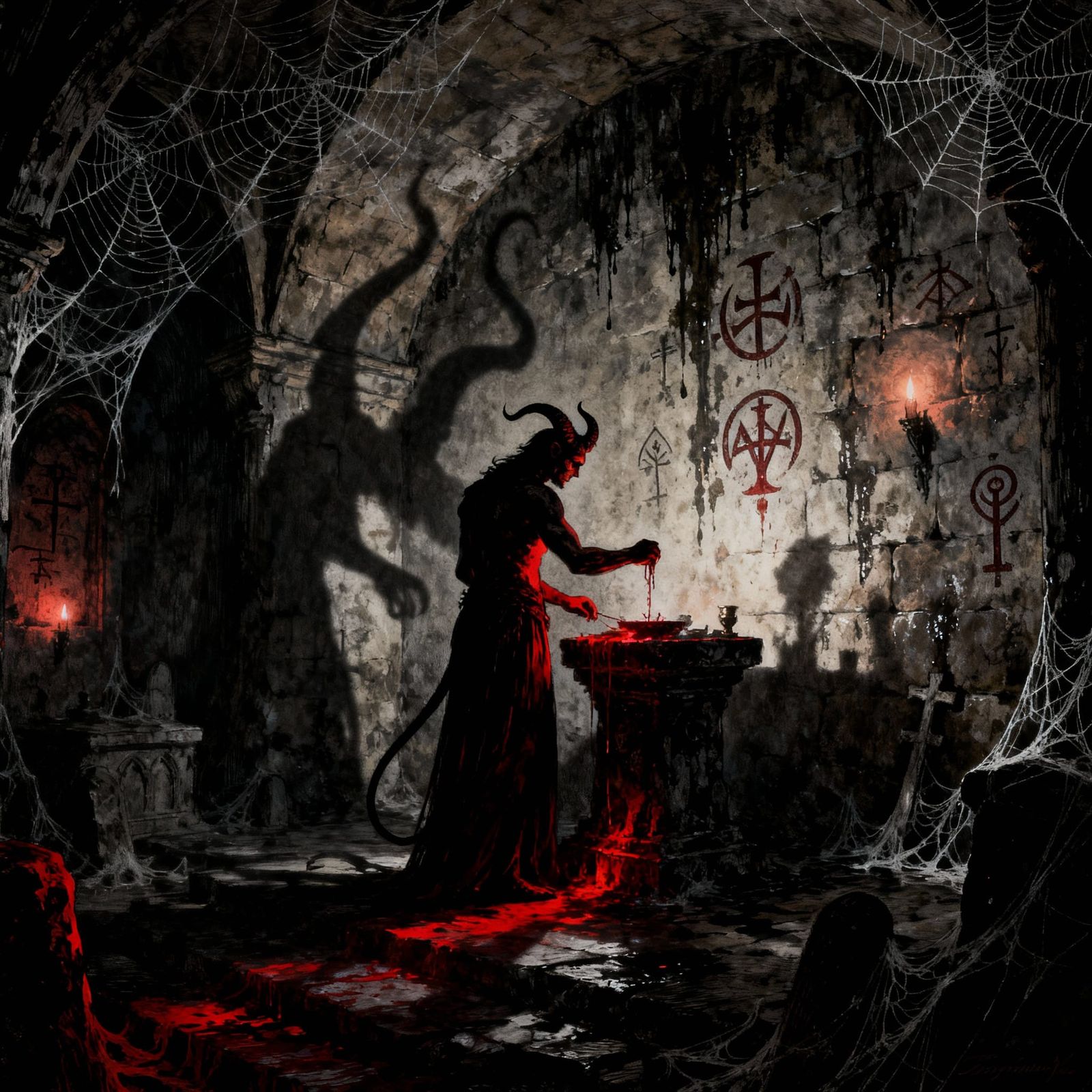 Satan's Sinister Ritual in a Macabre Crypt
