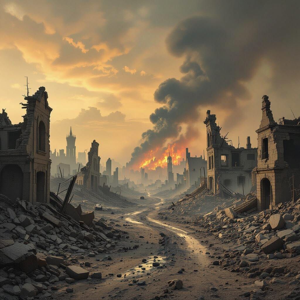 Dystopian War Zone in a Surreal Style