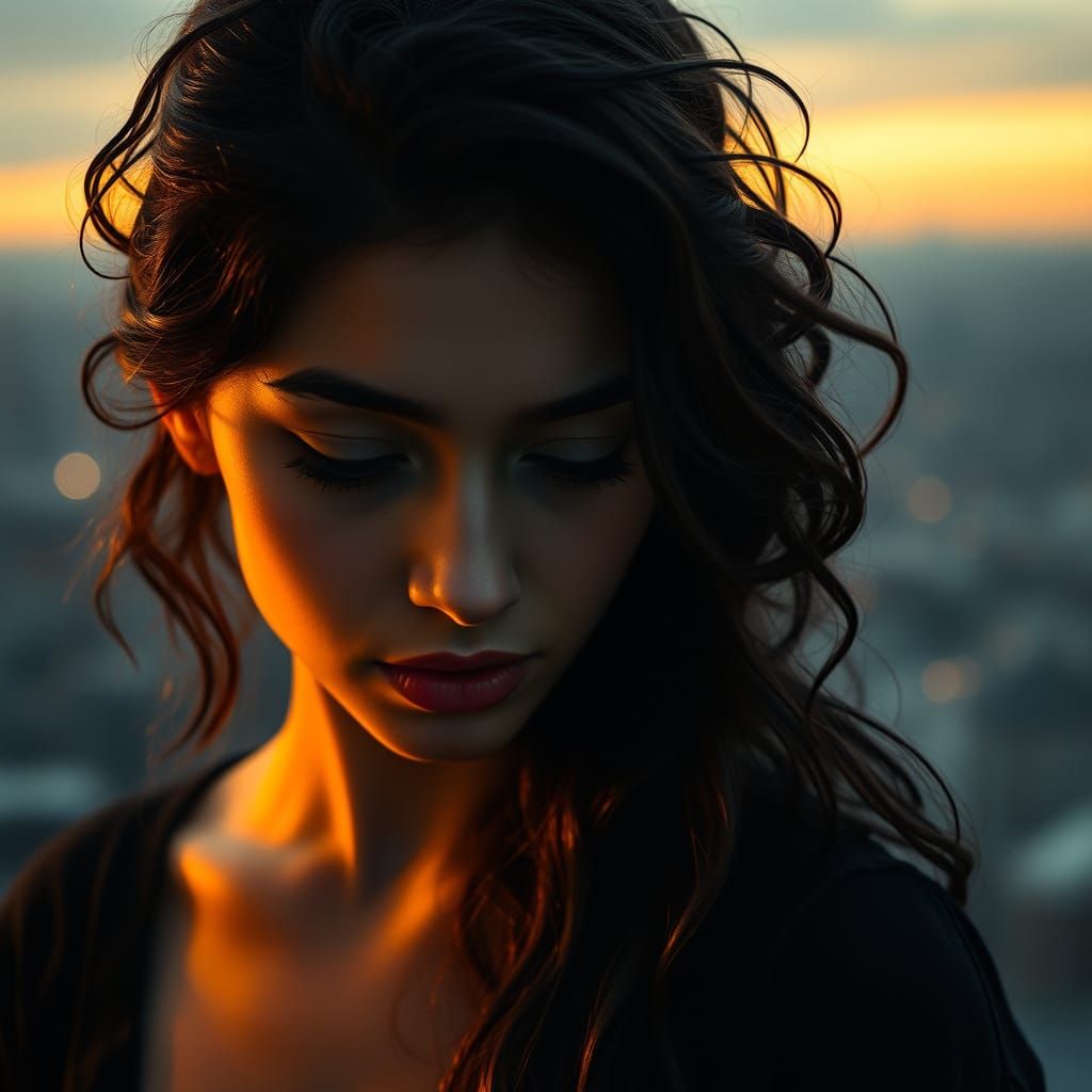 Ethereal Sorrow in Golden Light