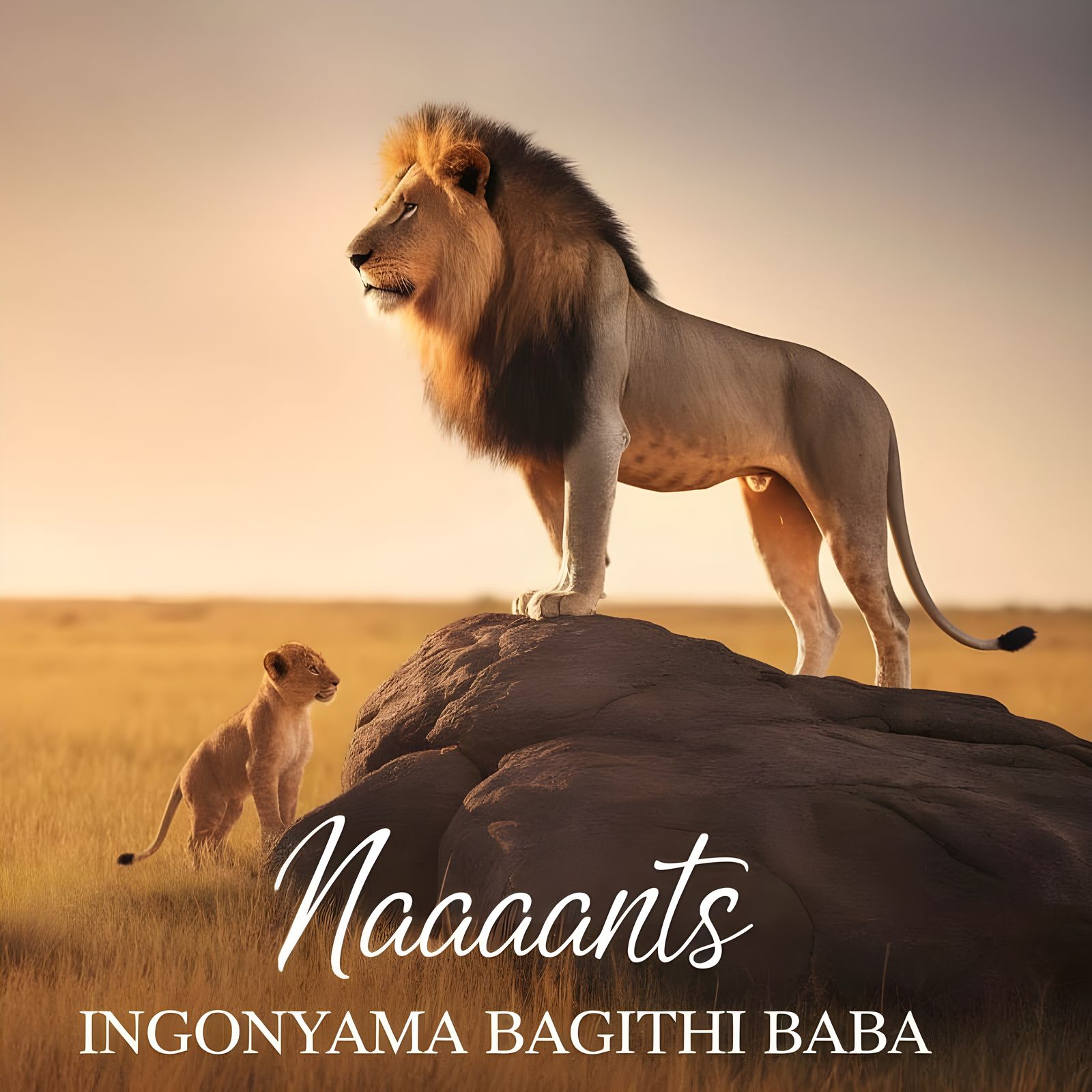 Regal Lion in Golden Savanna Sunset