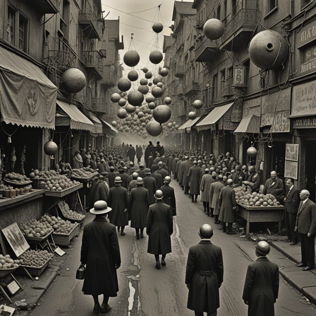 Surreal Sunday Market Scene in Hyper Gamma Haze