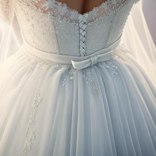 Hyperrealistic Close-Up of Tulle Wedding Dress