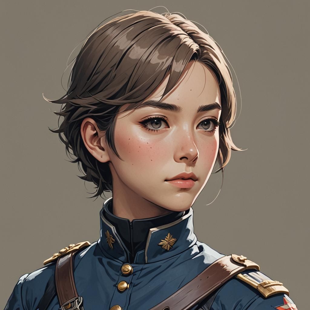 Anime Portrait of Civil War Soldier in Manga Style