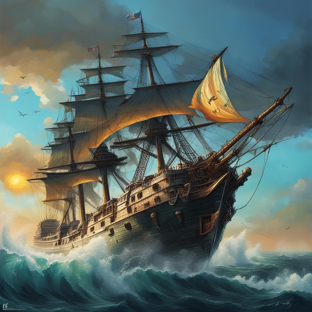 Hyperrealistic Flying Dutchman Concept Art