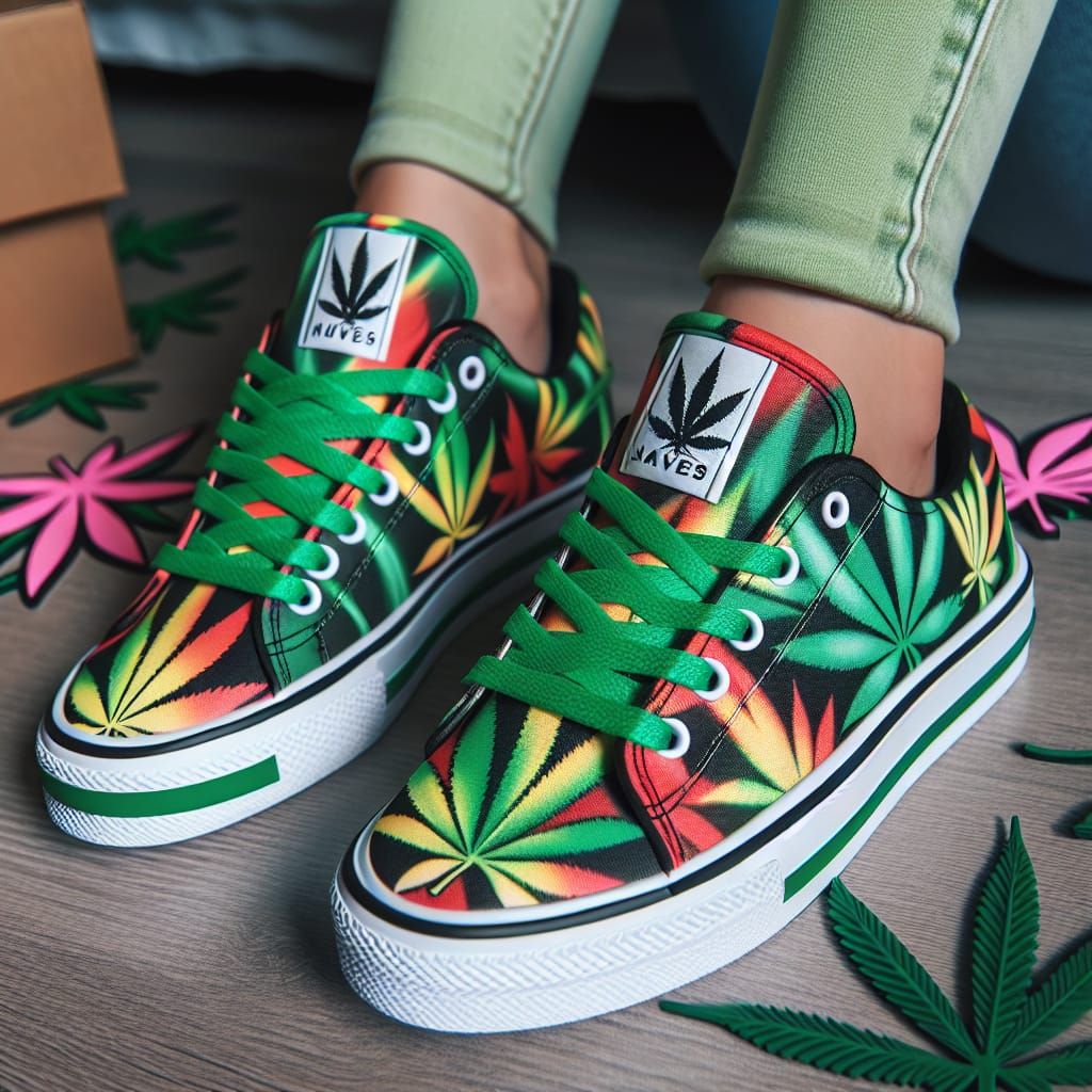 Colorful Weed-Themed Sneakers: AI-Generated Design