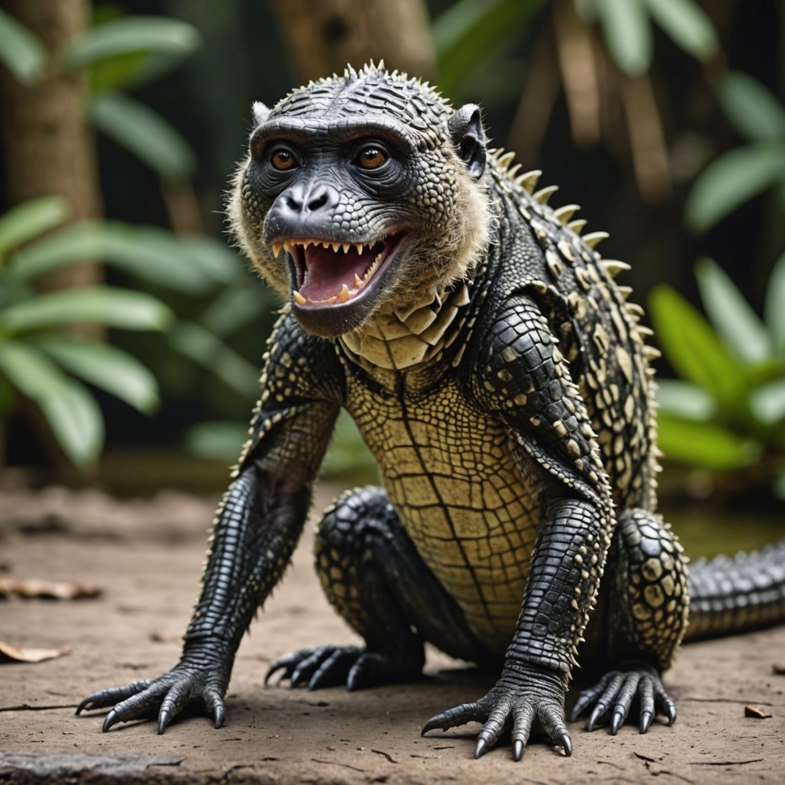 Detailed Monkey Crocodile Hybrid Animal