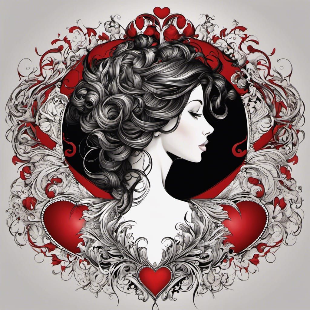 Lacy Heart Tattoo in Art Nouveau Style