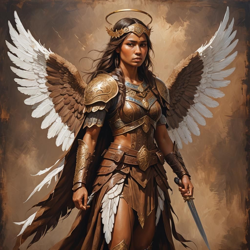 Warrior Woman with Angel Wings