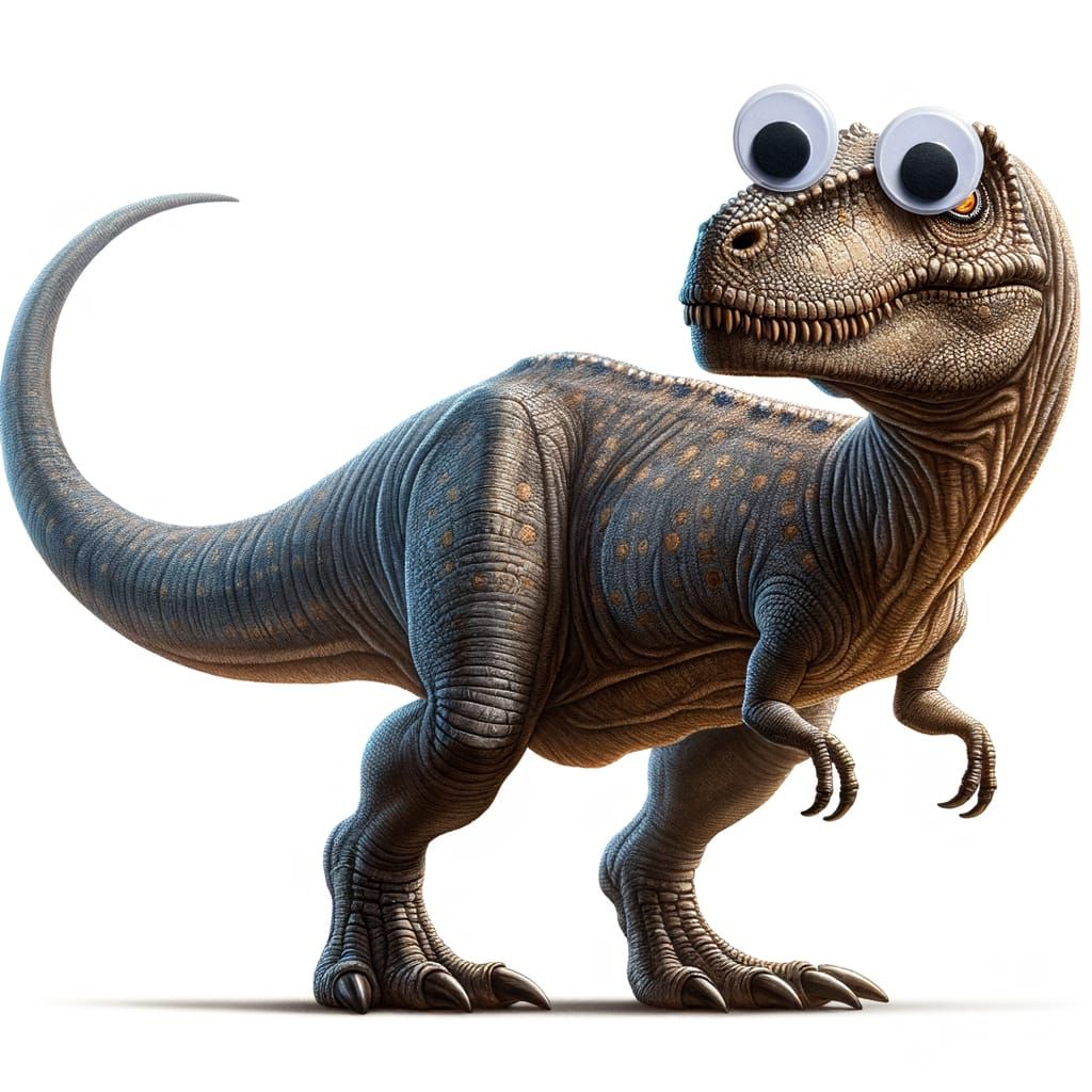 Realistic Dinosaur with Humorous Googly Eyes
