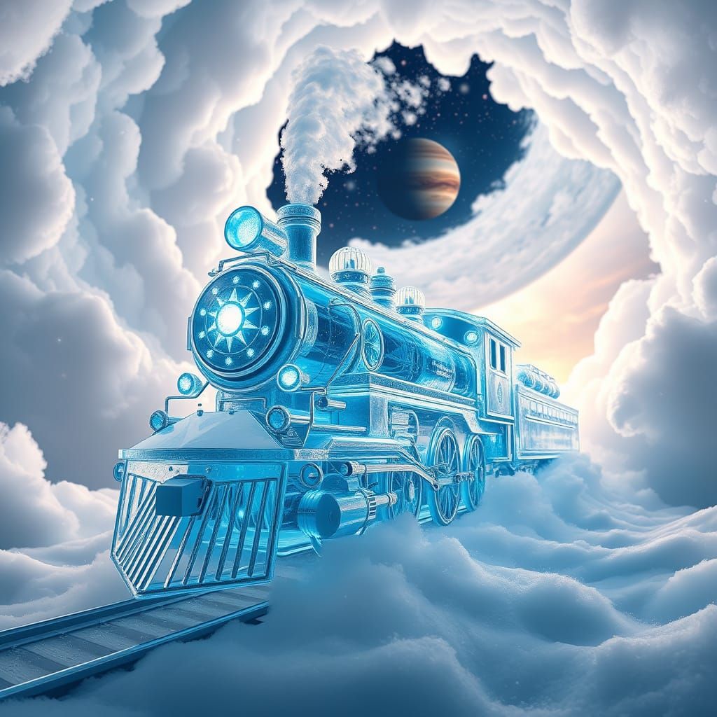 Majestic Glass Locomotive in Kaleidoscope Colors