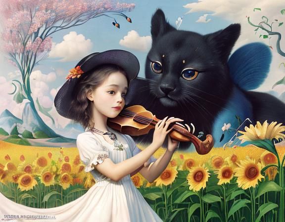 Surreal Anthropomorphic Flower Utopia in Oil Painting Style