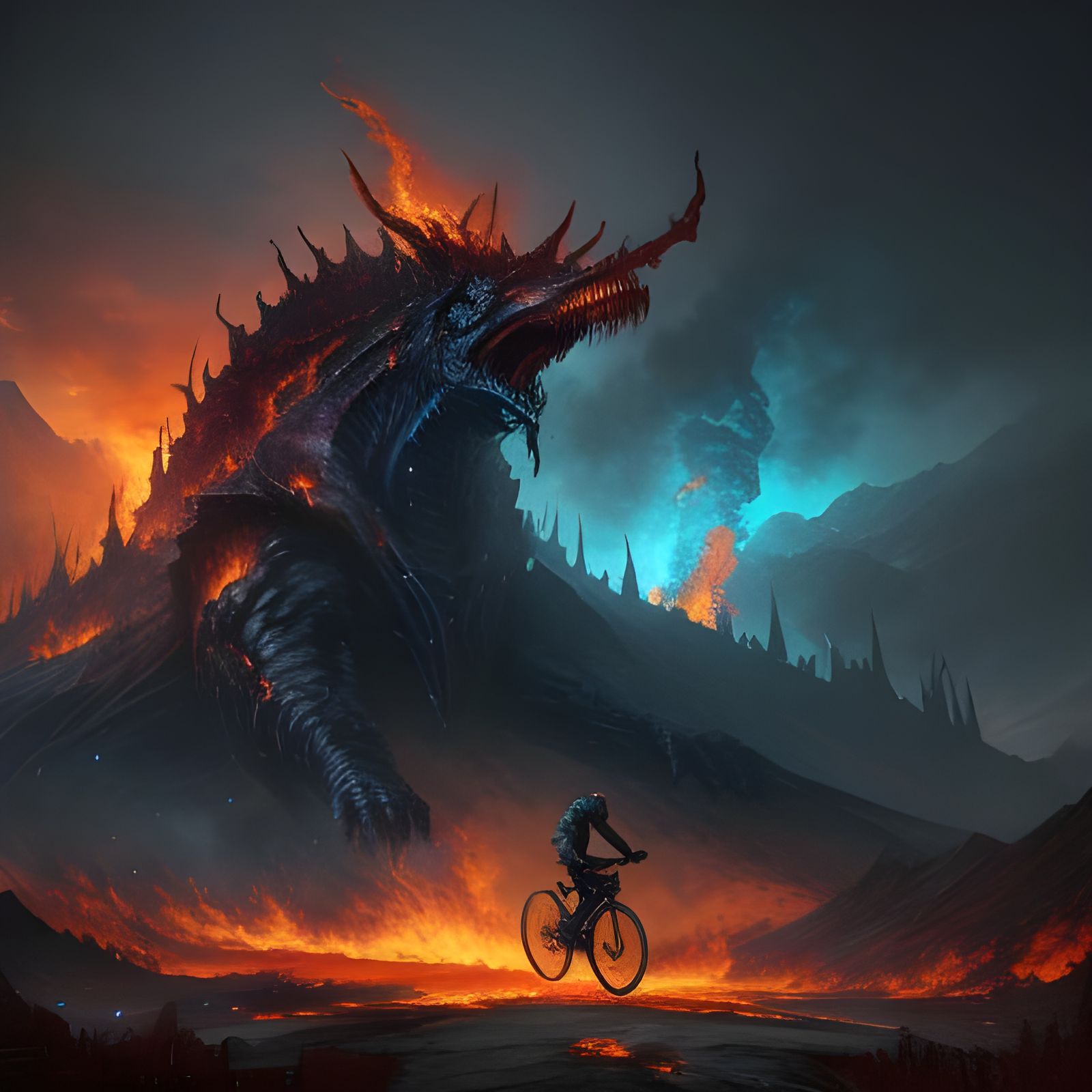 Infernal Cyclist: A Fiery Ride Through Hell
