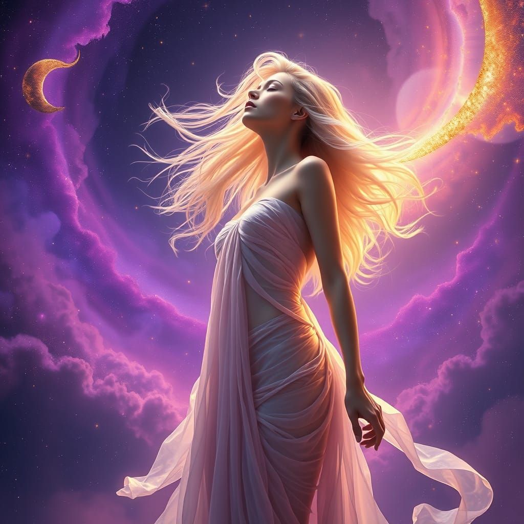 Ethereal Goddess in Cosmic Reverence
