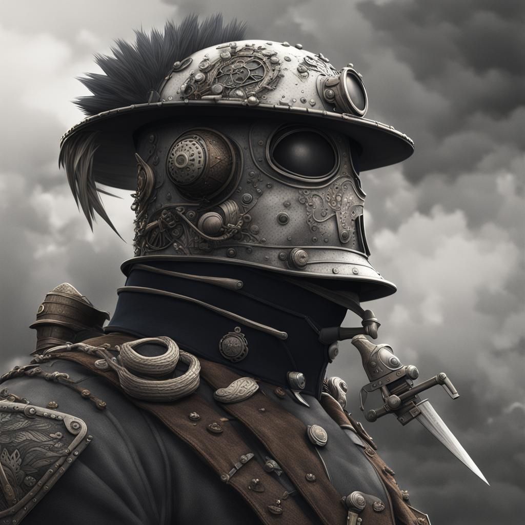 Steampunk German Soldier Pencil Drawing, WWI