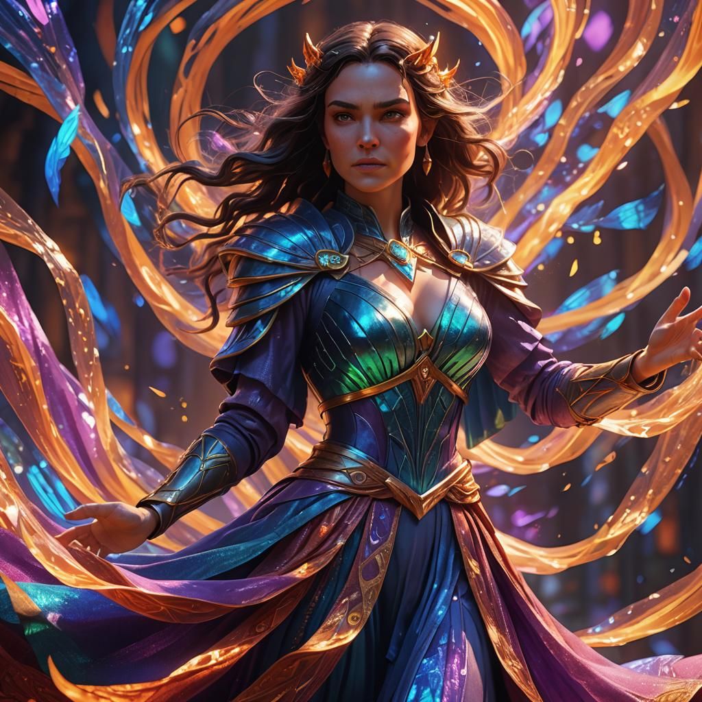 Fierce Sorceress Portrait in 3D Digital Art Style