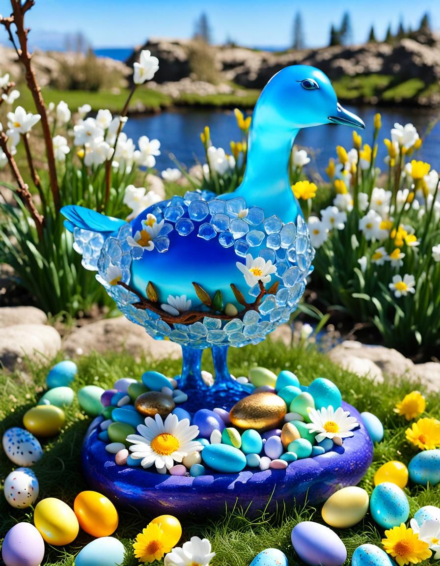 Easter Wonderland Scene in Vibrant Iridescent Colors