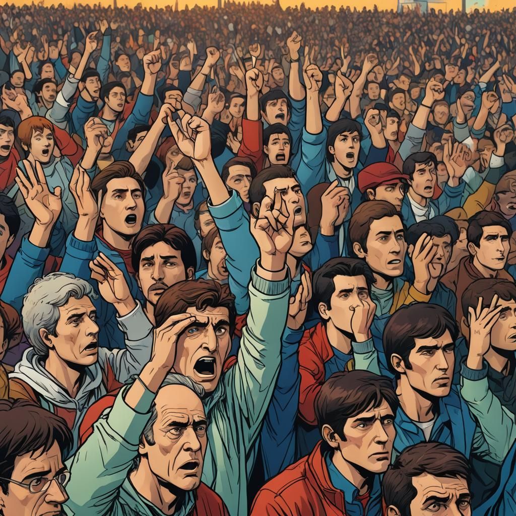 Football Spectators in Bande Dessinée Style