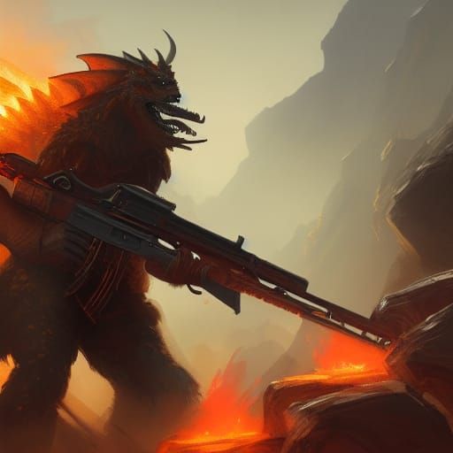 Dragon Slaying Fire Lord: Dark Fantasy Art