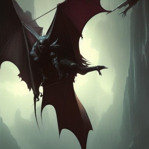 Hyperdetailed Bat in Flight: Dark Fantasy Art