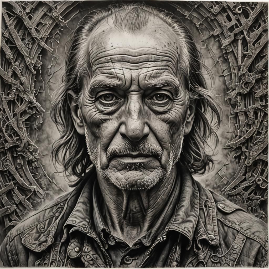 Hyperdetailed Charcoal Drawing of a Wheelchair