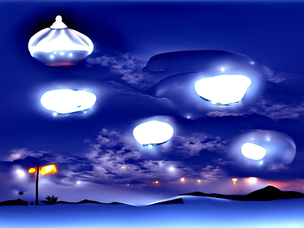 Giant UFOs Illuminate Night Desert Sky