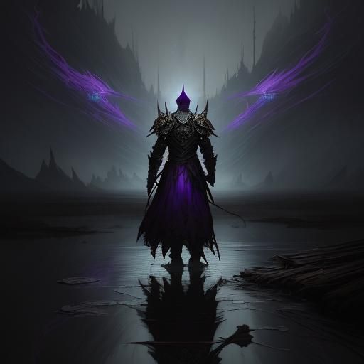 Lonely Soldier on Mountain Bridge: Dark Fantasy Art