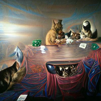 Dogs and Cats Play Poker: Hyperrealistic Surrealism