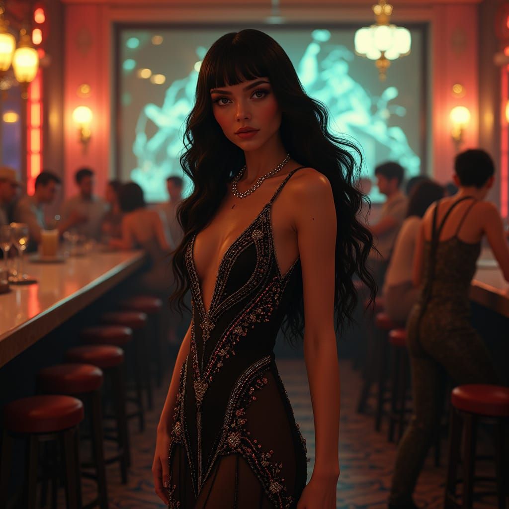 Futuristic Flapper in Art Deco Speakeasy