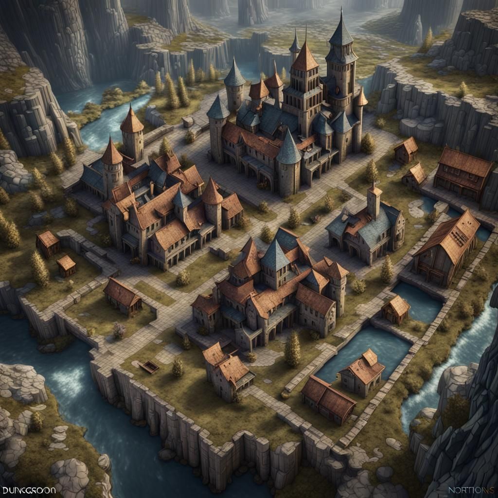 Dungeons and Dragons Tactical Map in Matte Painting Style