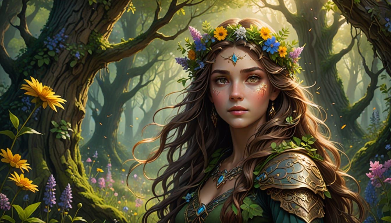 Forest Princess Emerges in Mystical Grove