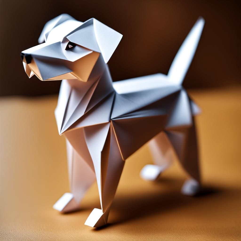 Origami Dog Papercraft in Soft Focus