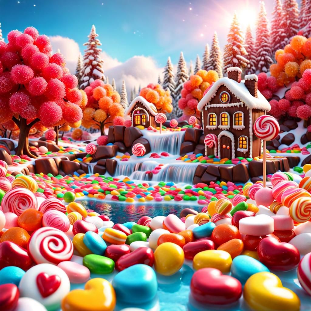 Hyperrealistic Candy Wonderland in Digital Art