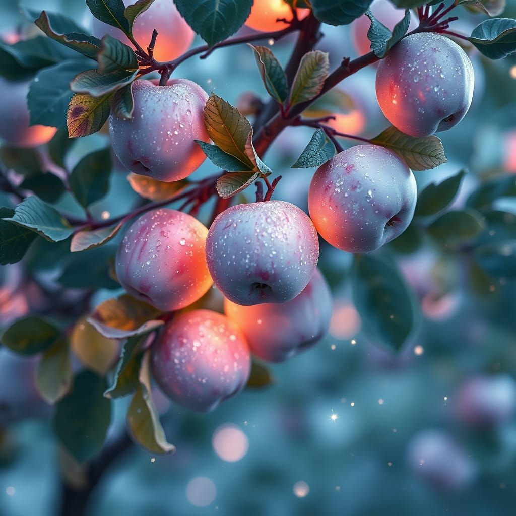 Whimsical Apple Tree Radiates Ethereal Glow