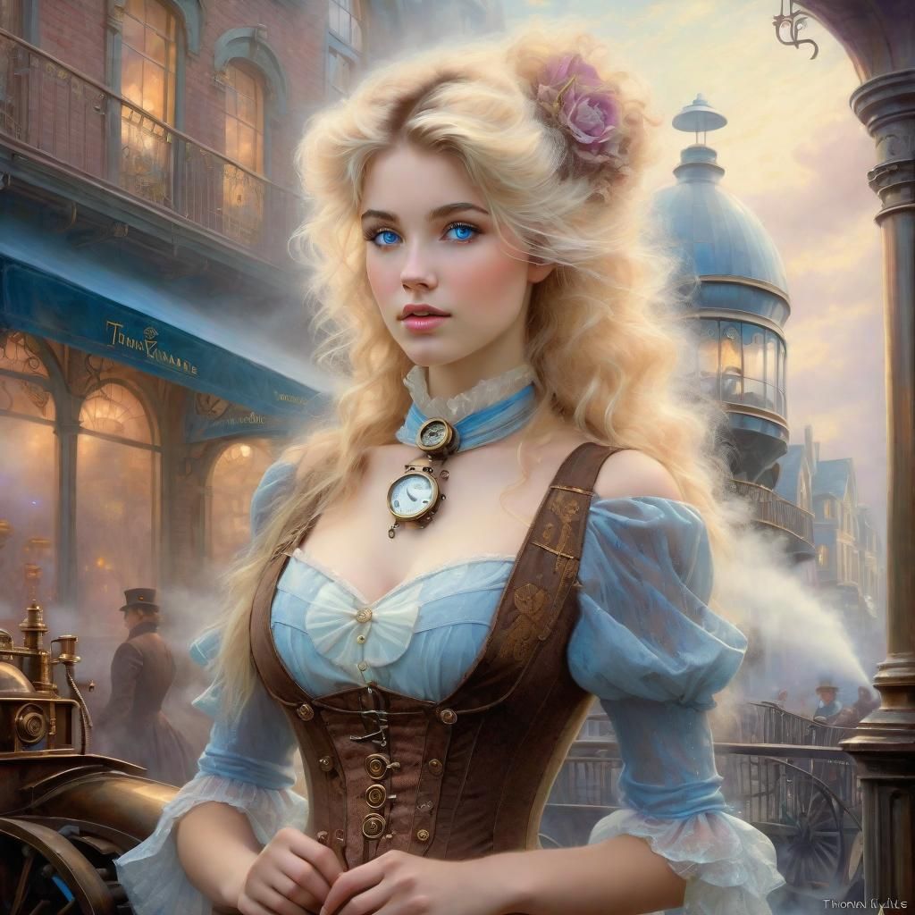 Belle Epoque Women in Steampunk World, Ethereal Fantasy