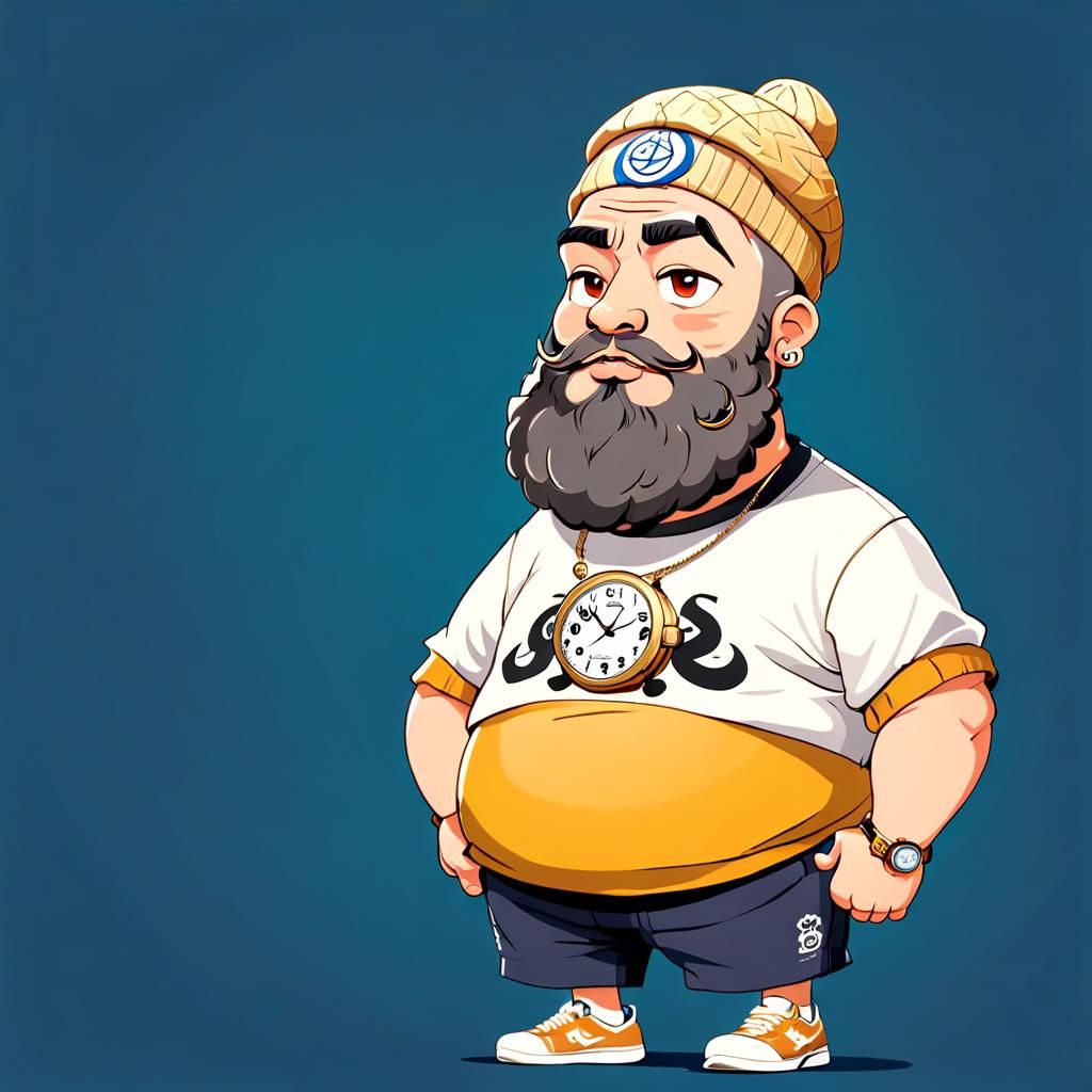 Cartoon of a Funny, Ugly Bearded Religious Man