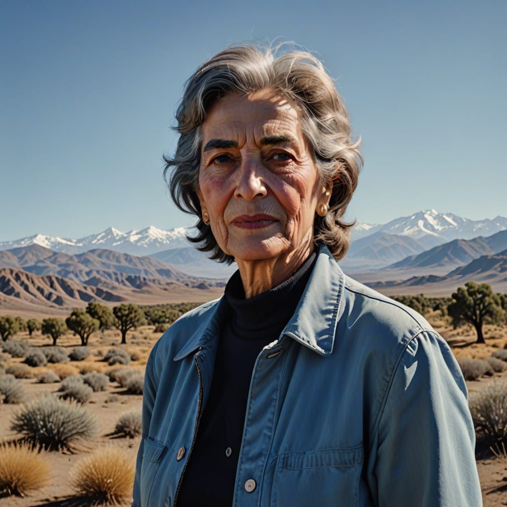 Spanish Chilean Woman in American Style, Standing in Front o...