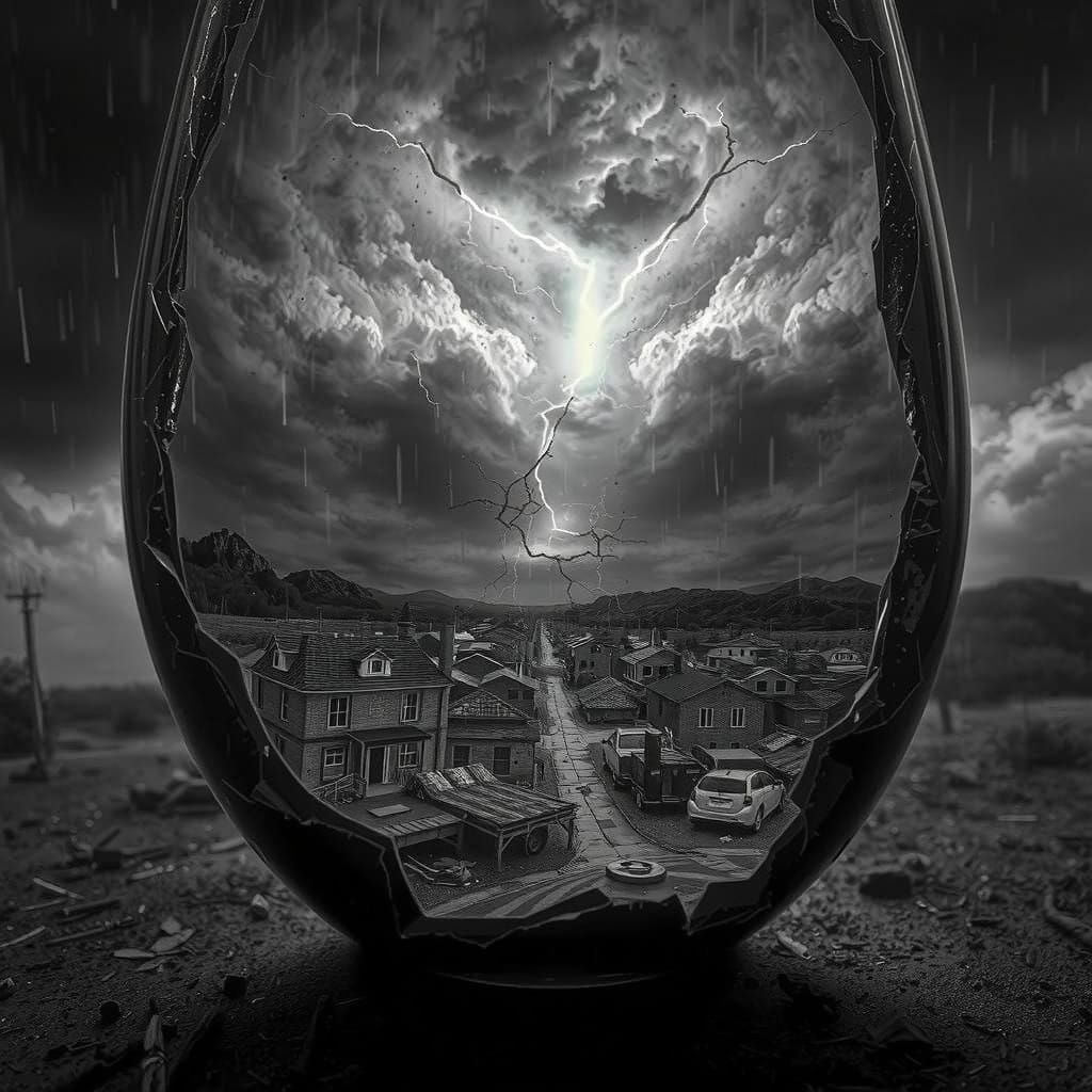 Gloomy Storm Wrecks Desolate Hyper-Realistic Town