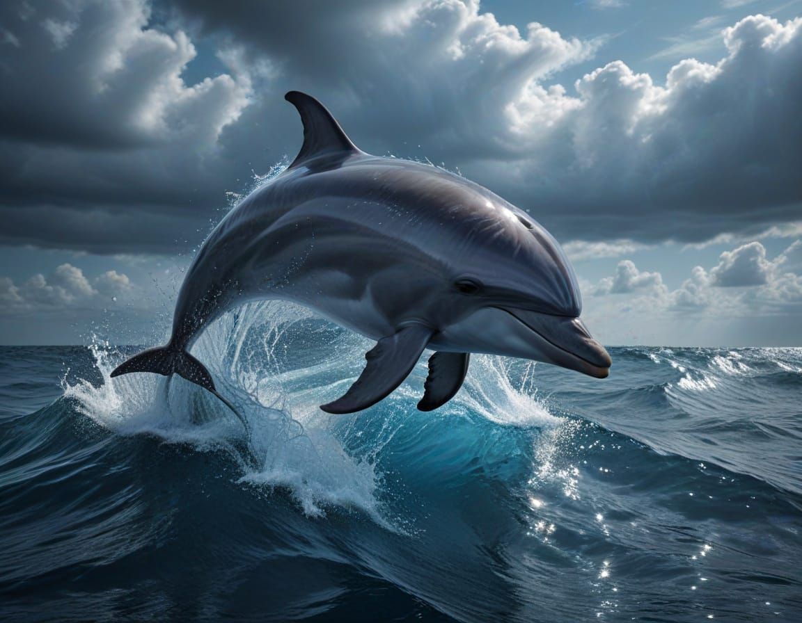 Vibrant Blue Dolphin in Hyperrealistic Detail