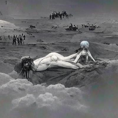 Evangelion Scene in the Style of Gustave Doré