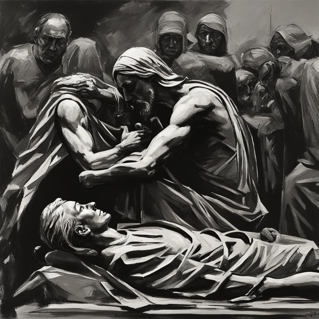 War Pieta in Expressionist Style
