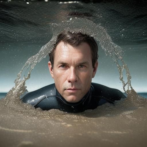 Man in Wetsuit Sinking: Professional Portrait Photography